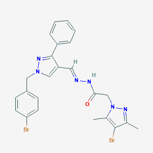 molecular formula C24H22Br2N6O B457390 N'-{(E)-[1-(4-bromobenzyl)-3-phenyl-1H-pyrazol-4-yl]methylidene}-2-(4-bromo-3,5-dimethyl-1H-pyrazol-1-yl)acetohydrazide 
