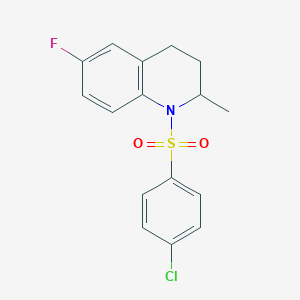 molecular formula C16H15ClFNO2S B457393 1-[(4-Chlorophenyl)sulfonyl]-6-fluoro-2-methyl-1,2,3,4-tetrahydroquinoline 