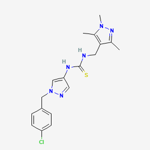 molecular formula C18H21ClN6S B4573932 N-[1-(4-chlorobenzyl)-1H-pyrazol-4-yl]-N'-[(1,3,5-trimethyl-1H-pyrazol-4-yl)methyl]thiourea 