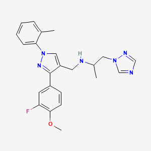 molecular formula C23H25FN6O B4573968 N-{[3-(3-氟-4-甲氧基苯基)-1-(2-甲基苯基)-1H-吡唑-4-基]甲基}-1-(1H-1,2,4-三唑-1-基)-2-丙胺 