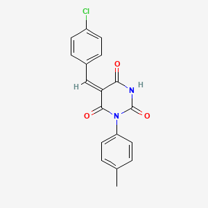 molecular formula C18H13ClN2O3 B4573972 (5E)-5-(4-chlorobenzylidene)-1-(4-methylphenyl)pyrimidine-2,4,6(1H,3H,5H)-trione 