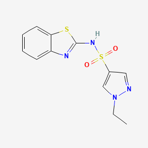 molecular formula C12H12N4O2S2 B4573975 N-1,3-苯并噻唑-2-基-1-乙基-1H-吡唑-4-磺酰胺 