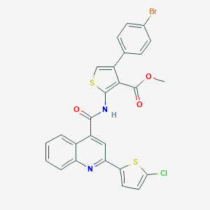 molecular formula C26H16BrClN2O3S2 B457398 Methyl 4-(4-bromophenyl)-2-({[2-(5-chloro-2-thienyl)-4-quinolinyl]carbonyl}amino)-3-thiophenecarboxylate 