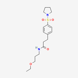 molecular formula C18H28N2O4S B4574009 N-(3-乙氧基丙基)-3-[4-(1-吡咯烷基磺酰基)苯基]丙酰胺 