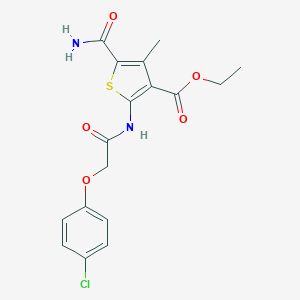 molecular formula C17H17ClN2O5S B457406 Ethyl 5-carbamoyl-2-{[(4-chlorophenoxy)acetyl]amino}-4-methylthiophene-3-carboxylate 