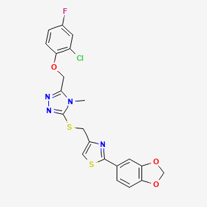 molecular formula C21H16ClFN4O3S2 B4574076 3-({[2-(1,3-苯并二氧杂环-5-基)-1,3-噻唑-4-基]甲硫基)-5-[(2-氯-4-氟苯氧基)甲基]-4-甲基-4H-1,2,4-三唑 