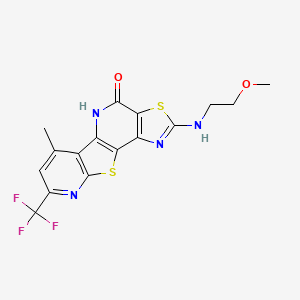 molecular formula C16H13F3N4O2S2 B4574136 2-[(2-甲氧基乙基)氨基]-6-甲基-8-(三氟甲基)吡啶并[3',2':4,5]噻吩并[3,2-b][1,3]噻唑并[4,5-d]吡啶-4(5H)-酮 