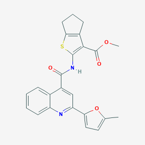 molecular formula C24H20N2O4S B457417 methyl 2-({[2-(5-methylfuran-2-yl)quinolin-4-yl]carbonyl}amino)-5,6-dihydro-4H-cyclopenta[b]thiophene-3-carboxylate 