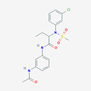 molecular formula C19H22ClN3O4S B4574225 N-[3-(乙酰氨基)苯基]-2-[(3-氯苯基)(甲磺酰基)氨基]丁酰胺 