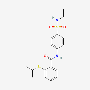 molecular formula C18H22N2O3S2 B4574240 N-[4-(ethylsulfamoyl)phenyl]-2-(propan-2-ylsulfanyl)benzamide 