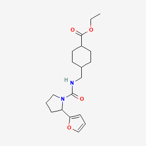 molecular formula C19H28N2O4 B4574252 ethyl 4-[({[2-(2-furyl)-1-pyrrolidinyl]carbonyl}amino)methyl]cyclohexanecarboxylate 