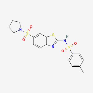 molecular formula C18H19N3O4S3 B4574283 4-methyl-N-[6-(1-pyrrolidinylsulfonyl)-1,3-benzothiazol-2-yl]benzenesulfonamide 