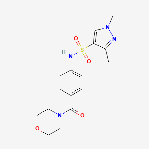 molecular formula C16H20N4O4S B4574297 1,3-二甲基-N-[4-(4-吗啉基羰基)苯基]-1H-吡唑-4-磺酰胺 