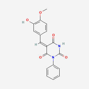 molecular formula C18H14N2O5 B4574339 5-(3-羟基-4-甲氧基亚苄基)-1-苯基-2,4,6(1H,3H,5H)-嘧啶三酮 