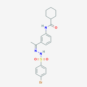 molecular formula C21H24BrN3O3S B457434 N-(3-{N-[(4-bromophenyl)sulfonyl]ethanehydrazonoyl}phenyl)cyclohexanecarboxamide 