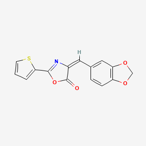 molecular formula C15H9NO4S B4574342 (4E)-4-(1,3-benzodioxol-5-ylmethylidene)-2-thiophen-2-yl-1,3-oxazol-5-one 