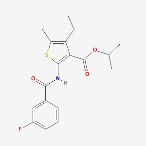 molecular formula C18H20FNO3S B457436 Isopropyl 4-ethyl-2-[(3-fluorobenzoyl)amino]-5-methyl-3-thiophenecarboxylate 