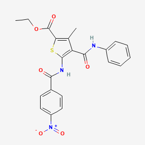 molecular formula C22H19N3O6S B4574377 4-(苯胺羰基)-3-甲基-5-[(4-硝基苯甲酰)氨基]-2-噻吩甲酸乙酯 