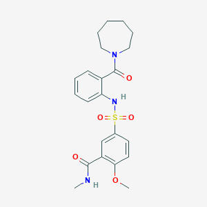 molecular formula C22H27N3O5S B4574395 5-({[2-(1-氮杂环戊基羰基)苯基]氨基}磺酰基)-2-甲氧基-N-甲基苯甲酰胺 