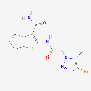 molecular formula C14H15BrN4O2S B4574418 2-{[(4-溴-5-甲基-1H-吡唑-1-基)乙酰]氨基}-5,6-二氢-4H-环戊并[b]噻吩-3-甲酰胺 