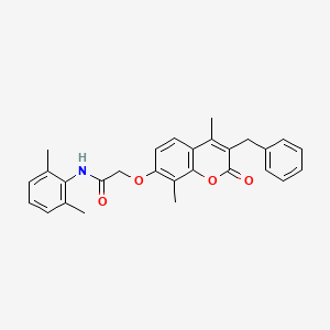 molecular formula C28H27NO4 B4574453 2-[(3-benzyl-4,8-dimethyl-2-oxo-2H-chromen-7-yl)oxy]-N-(2,6-dimethylphenyl)acetamide 