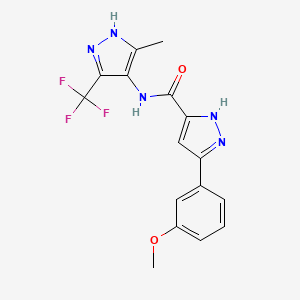 molecular formula C16H14F3N5O2 B4574484 5-(3-甲氧基苯基)-N-[5-甲基-3-(三氟甲基)-1H-吡唑-4-基]-1H-吡唑-3-甲酰胺 