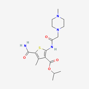 molecular formula C17H26N4O4S B4574486 异丙基5-(氨基羰基)-4-甲基-2-{[(4-甲基-1-哌嗪基)乙酰基]氨基}-3-噻吩甲酸酯 