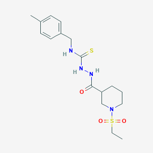 molecular formula C17H26N4O3S2 B4574533 2-{[1-(乙基磺酰基)-3-哌啶基]羰基}-N-(4-甲基苄基)肼基氨基甲酸酯 