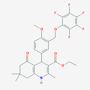 molecular formula C29H28F5NO5 B457454 Ethyl 4-{4-methoxy-3-[(pentafluorophenoxy)methyl]phenyl}-2,7,7-trimethyl-5-oxo-1,4,5,6,7,8-hexahydroquinoline-3-carboxylate 