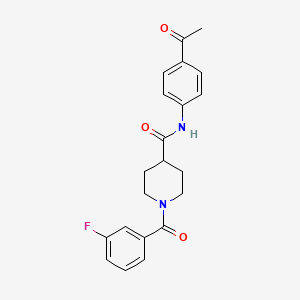 molecular formula C21H21FN2O3 B4574545 N-(4-乙酰苯基)-1-(3-氟苯甲酰)-4-哌啶甲酰胺 