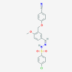 molecular formula C22H18ClN3O4S B457455 4-chloro-N'-{3-[(4-cyanophenoxy)methyl]-4-methoxybenzylidene}benzenesulfonohydrazide 