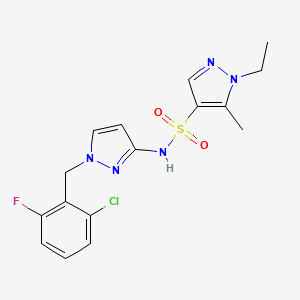 molecular formula C16H17ClFN5O2S B4574553 N-[1-(2-氯-6-氟苄基)-1H-吡唑-3-基]-1-乙基-5-甲基-1H-吡唑-4-磺酰胺 