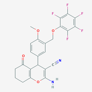 molecular formula C24H17F5N2O4 B457456 2-amino-4-{4-methoxy-3-[(pentafluorophenoxy)methyl]phenyl}-5-oxo-5,6,7,8-tetrahydro-4H-chromene-3-carbonitrile 