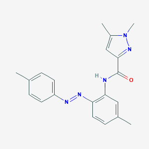 molecular formula C20H21N5O B457460 1,5-dimethyl-N-{5-methyl-2-[(E)-(4-methylphenyl)diazenyl]phenyl}-1H-pyrazole-3-carboxamide CAS No. 6303-72-6