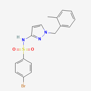 molecular formula C17H16BrN3O2S B4574614 4-BROMO-N-{1-[(2-METHYLPHENYL)METHYL]-1H-PYRAZOL-3-YL}BENZENE-1-SULFONAMIDE 