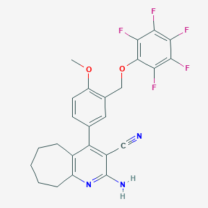 molecular formula C25H20F5N3O2 B457462 2-amino-4-{4-methoxy-3-[(pentafluorophenoxy)methyl]phenyl}-6,7,8,9-tetrahydro-5H-cyclohepta[b]pyridine-3-carbonitrile 