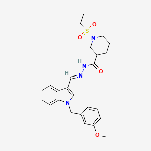 molecular formula C25H30N4O4S B4574702 1-(ethylsulfonyl)-N'-{[1-(3-methoxybenzyl)-1H-indol-3-yl]methylene}-3-piperidinecarbohydrazide 