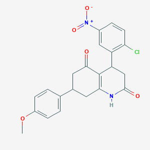 molecular formula C22H19ClN2O5 B4574739 4-(2-氯-5-硝基苯基)-7-(4-甲氧基苯基)-4,6,7,8-四氢-2,5(1H,3H)-喹啉二酮 