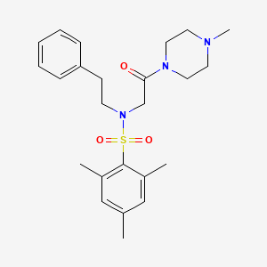 molecular formula C24H33N3O3S B4574758 2,4,6-trimethyl-N-[2-(4-methyl-1-piperazinyl)-2-oxoethyl]-N-(2-phenylethyl)benzenesulfonamide 