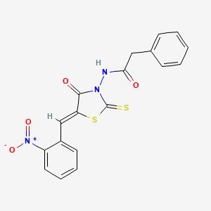 molecular formula C18H13N3O4S2 B4574810 N-[5-(2-硝基亚苄基)-4-氧代-2-硫代-1,3-噻唑烷-3-基]-2-苯基乙酰胺 