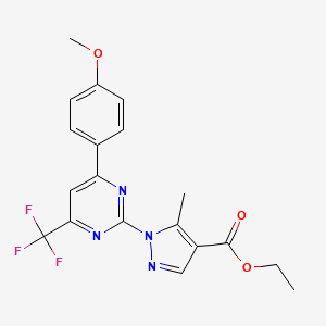 molecular formula C19H17F3N4O3 B4574831 ethyl 1-[4-(4-methoxyphenyl)-6-(trifluoromethyl)-2-pyrimidinyl]-5-methyl-1H-pyrazole-4-carboxylate 