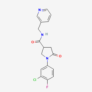 1-(3-chloro-4-fluorophenyl)-5-oxo-N-(pyridin-3-ylmethyl)pyrrolidine-3-carboxamide