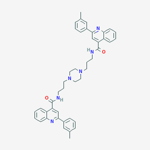 molecular formula C44H46N6O2 B457484 2-(3-methylphenyl)-N-(3-{4-[3-({[2-(3-methylphenyl)-4-quinolinyl]carbonyl}amino)propyl]-1-piperazinyl}propyl)-4-quinolinecarboxamide 