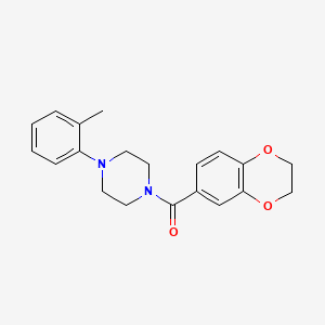 molecular formula C20H22N2O3 B4574841 1-(2,3-dihydro-1,4-benzodioxin-6-ylcarbonyl)-4-(2-methylphenyl)piperazine 