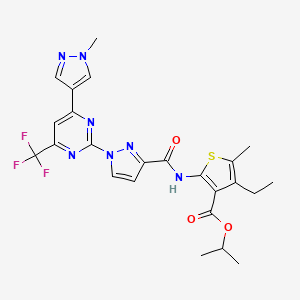 molecular formula C24H24F3N7O3S B4574877 异丙基4-乙基-5-甲基-2-[({1-[4-(1-甲基-1H-吡唑-4-基)-6-(三氟甲基)-2-嘧啶基]-1H-吡唑-3-基}羰基)氨基]-3-噻吩羧酸酯 