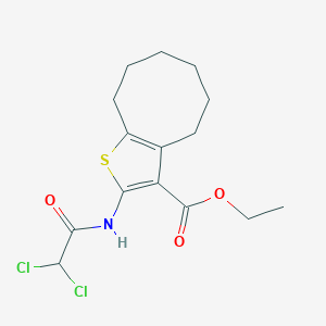 molecular formula C15H19Cl2NO3S B457490 Ethyl 2-[(dichloroacetyl)amino]-4,5,6,7,8,9-hexahydrocycloocta[b]thiophene-3-carboxylate 