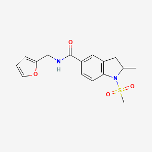 molecular formula C16H18N2O4S B4574933 N-(2-furylmethyl)-2-methyl-1-(methylsulfonyl)-5-indolinecarboxamide 