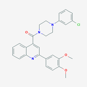 molecular formula C28H26ClN3O3 B457497 4-{[4-(3-Chlorophenyl)-1-piperazinyl]carbonyl}-2-(3,4-dimethoxyphenyl)quinoline 