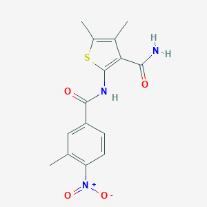 molecular formula C15H15N3O4S B457498 2-({4-Nitro-3-methylbenzoyl}amino)-4,5-dimethyl-3-thiophenecarboxamide 