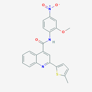 molecular formula C22H17N3O4S B457499 N-(2-methoxy-4-nitrophenyl)-2-(5-methylthiophen-2-yl)quinoline-4-carboxamide 